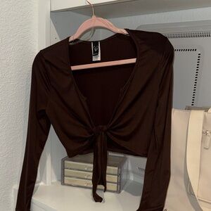Windsor Chocolate Tie-Front Crop Top